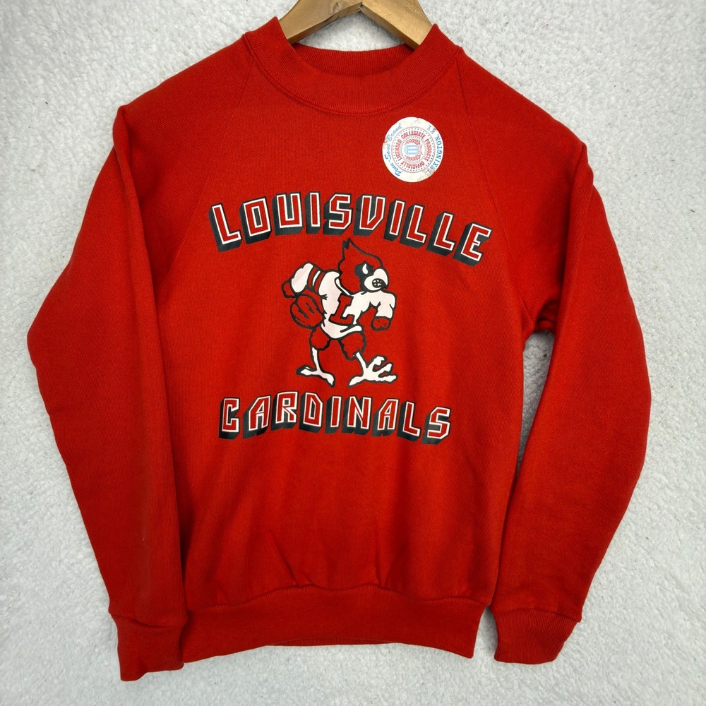 Vintage Jerzees Louisville Cardinals Sweatshirt Youth Large Red USA NWT NOS